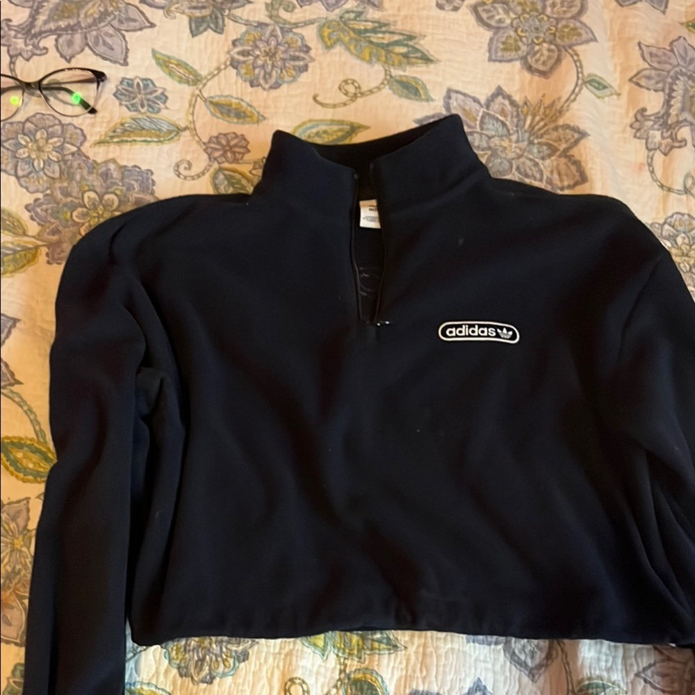 Adidas Blue Long Sleeve Crop Hoodie